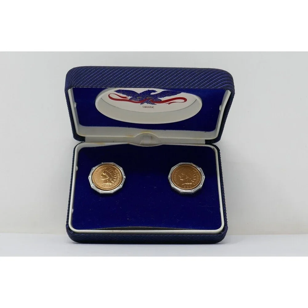 Swank 1905 1906 Indian Head Penny Coin Cufflinks